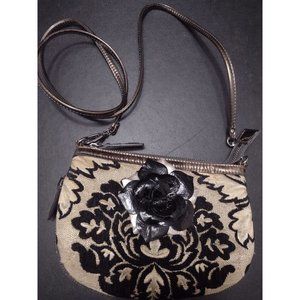 **Final Sale** Sharif black and tan embroidered bag
